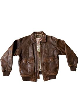 Vintage Outback Red Pilot Lambskin Leather Bomber Jacket Men’s Size M/L